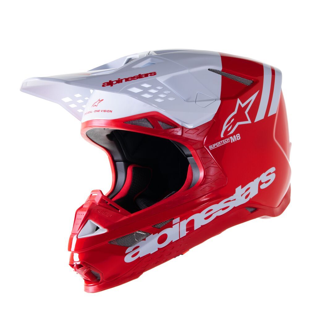 CASCO DE MOTOCROSS ALPINESTARS SUPERTECH S-M8 - RADIUM 2023 - ROJO / BLANCO  - MadMotos